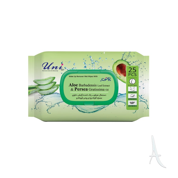 دستمال مرطوب یونی لد مدل پاک کننده آرایش آلوئه ورا و آووکادو